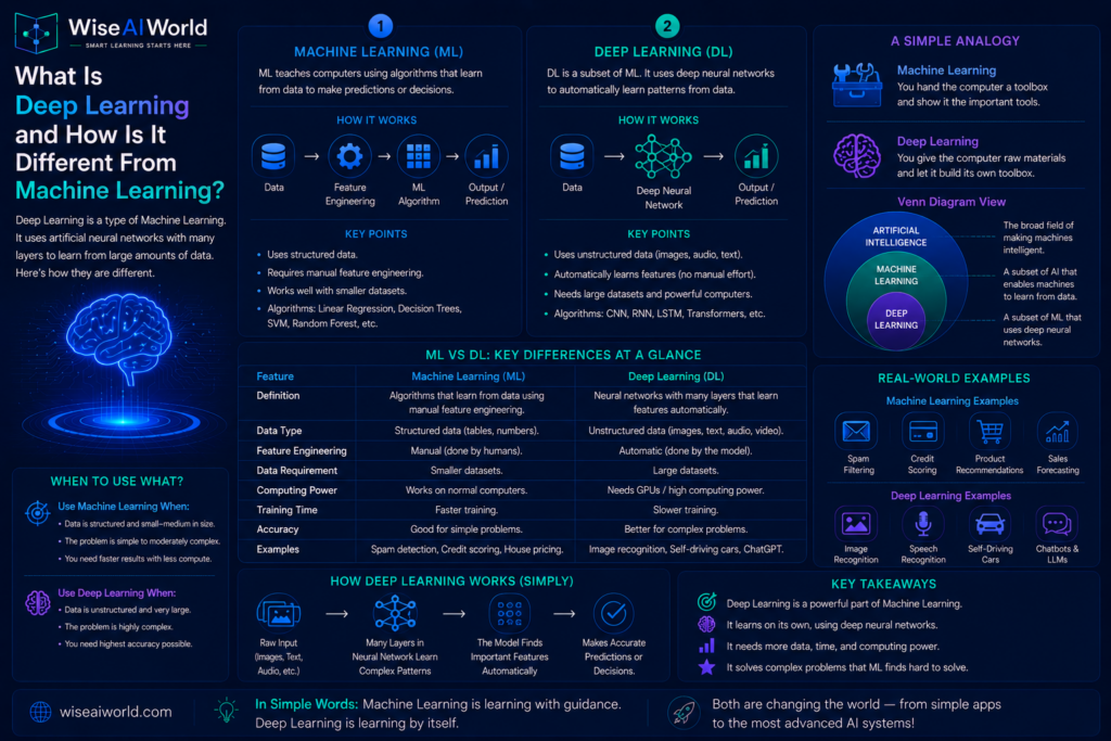 What is deep learning and how it differs from machine learning explained simply