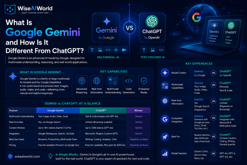 What is Google Gemini AI and how it compares to ChatGPT in 2026